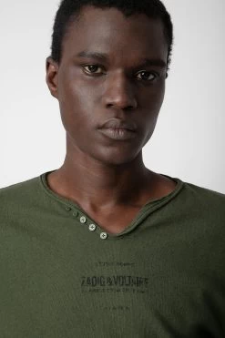 Zadig & Voltaire Monastir Henley T-shirt Used Kaki -Modern Fashion Shop JMTN00241 USED KAKI 5