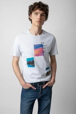 Zadig & Voltaire Ted Photoprint T-shirt Gris Chine Clair
