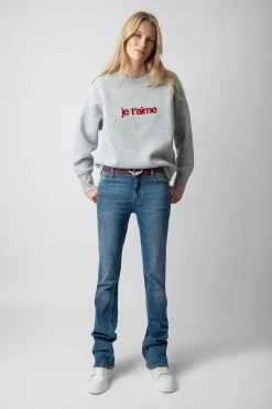Zadig & Voltaire Oscar Je T’aime Sweatshirt Gris Chine Clair