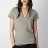 Zadig & Voltaire Insignia Henley T-shirt Trellis -Modern Fashion Shop JWTN00431 TRELLIS 2
