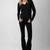 Zadig & Voltaire Crop Concert Crush Henley Top Black