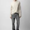 Zadig & Voltaire Kennedy Cashmere Sweater Sugar 2 Zadig & Voltaire Kennedy Cashmere Sweater Sugar -Modern Fashion Shop KMSW00664 SUGAR 3