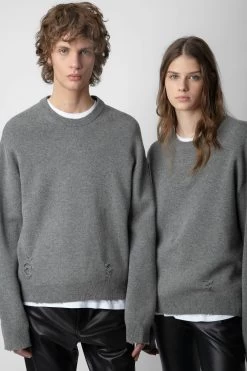 Zadig & Voltaire Marko Sweater Gris Moyen -Modern Fashion Shop KMSW00678 GRIS MOYEN 13