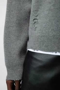 Zadig & Voltaire Marko Sweater Gris Moyen -Modern Fashion Shop KMSW00678 GRIS MOYEN 4