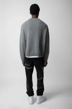 Zadig & Voltaire Marko Sweater Gris Moyen -Modern Fashion Shop KMSW00678 GRIS MOYEN 5