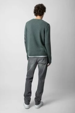Zadig & Voltaire Kennedy Cashmere Sweater Bleu Treillis -Modern Fashion Shop KMSW00693 BLEU TREILLIS 6