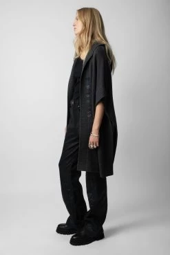 Zadig & Voltaire Inna Cashmere Cardigan Kaki Slate 9 Zadig & Voltaire Inna Cashmere Cardigan Kaki Slate -Modern Fashion Shop KWCO00071 KAKI SLATE 3