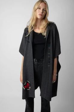 Zadig & Voltaire Inna Cashmere Cardigan Kaki Slate 10 Zadig & Voltaire Inna Cashmere Cardigan Kaki Slate -Modern Fashion Shop KWCO00071 KAKI SLATE 4
