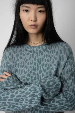 Zadig & Voltaire Markus Leopard Cashmere Sweater Nuage -Modern Fashion Shop KWSW01530 NUAGE 4