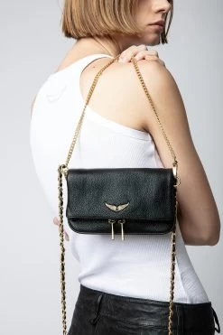 Zadig & Voltaire Rock Nano Grained Clutch Noir Gold -Modern Fashion Shop LWBA00005 NOIR GOLD 8