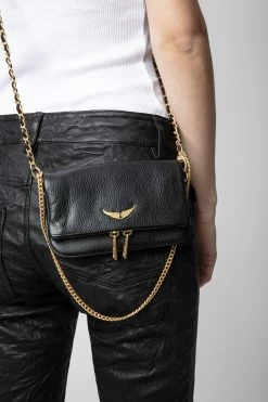 Zadig & Voltaire Rock Nano Grained Clutch Noir Gold -Modern Fashion Shop LWBA00005 NOIR GOLD 9