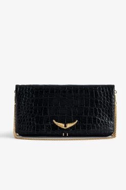 Zadig & Voltaire Rock Embossed Clutch Black