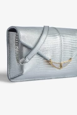 Zadig & Voltaire Borderline Embossed Metallic Clutch Silver -Modern Fashion Shop LWSG01257 SILVER 3