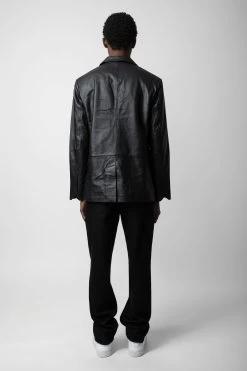 Zadig & Voltaire Valfried Leather Blazer Black -Modern Fashion Shop RMBL00017 NOIR 6