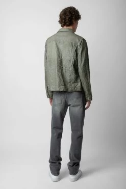 Zadig & Voltaire Base Crinkled Leather Jacket Treillis -Modern Fashion Shop RMOW00040 TREILLIS 5 1