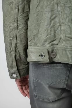 Zadig & Voltaire Base Crinkled Leather Jacket Treillis -Modern Fashion Shop RMOW00040 TREILLIS 6 1