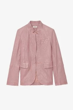 Zadig & Voltaire Very Crinkled Leather Blazer Primrose -Modern Fashion Shop RWBL00055 PRIMEROSE