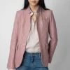 Zadig & Voltaire Very Crinkled Leather Blazer Primrose