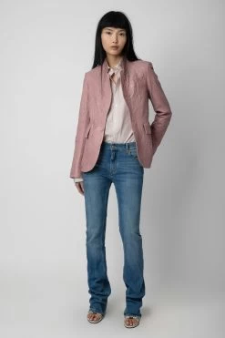 Zadig & Voltaire Very Crinkled Leather Blazer Primrose -Modern Fashion Shop RWBL00055 PRIMEROSE 3 1