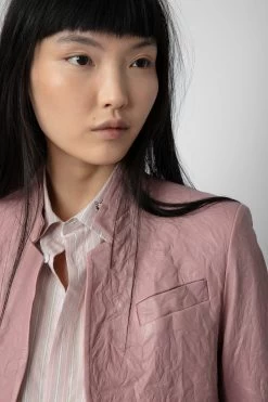 Zadig & Voltaire Very Crinkled Leather Blazer Primrose -Modern Fashion Shop RWBL00055 PRIMEROSE 4 1