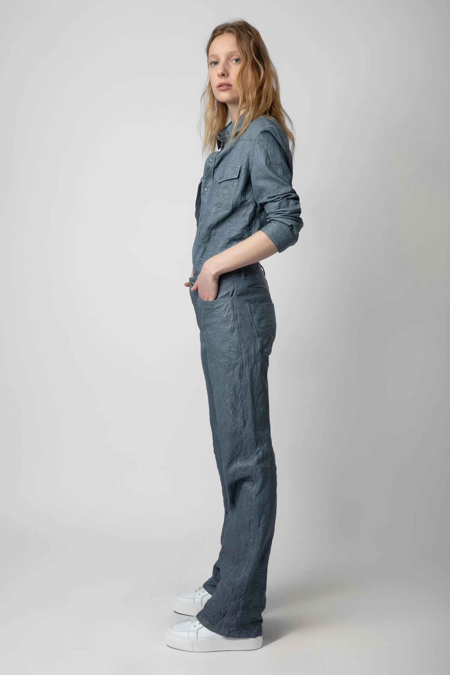 Zadig & Voltaire Pistol Crinkled Leather Pants Light Blue 4 Zadig & Voltaire Pistol Crinkled Leather Pants Light Blue - Image 2