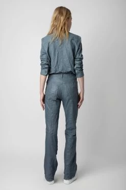 Zadig & Voltaire Pistol Crinkled Leather Pants Light Blue 9 Zadig & Voltaire Pistol Crinkled Leather Pants Light Blue -Modern Fashion Shop RWPA00062 LIGHT BLUE 4