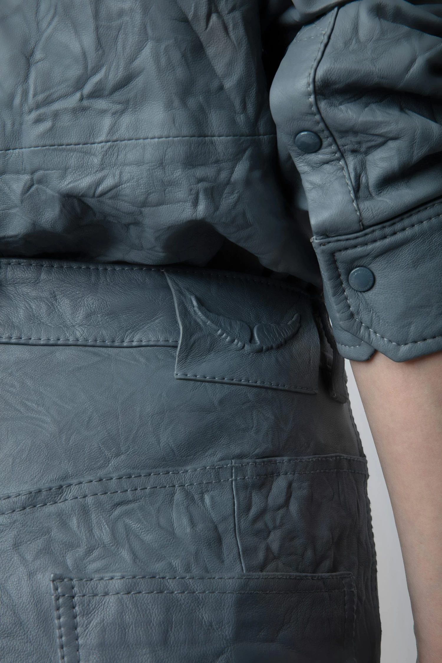 Zadig & Voltaire Pistol Crinkled Leather Pants Light Blue 6 Zadig & Voltaire Pistol Crinkled Leather Pants Light Blue - Image 4