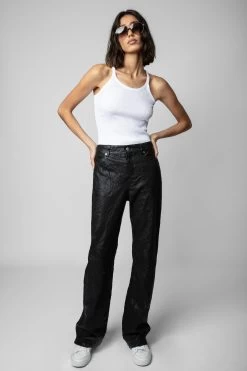 Zadig & Voltaire Evy Crinkled Leather Pants Black