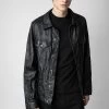 Zadig & Voltaire Base Crinkled Leather Jacket Black