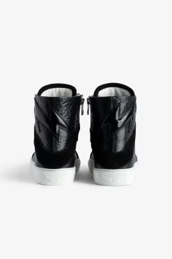 Zadig & Voltaire ZV1747 High Flash High-Top Crinkled Sneakers Black -Modern Fashion Shop SWSN00431 NOIR 4