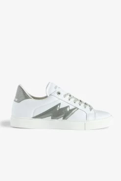 Zadig & Voltaire ZV1747 La Flash Low-Top Sneakers Silver