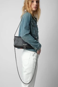 Zadig & Voltaire Rock Swing Your Wings Clutch Black Silver -Modern Fashion Shop WKAP2001F NOIR SILVER 9