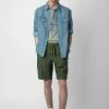 Zadig & Voltaire Pixel Linen Bermuda Shorts Used Kaki -Modern Fashion Shop WMBS00055 USED KAKI 2