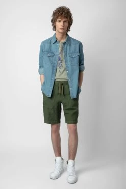 Zadig & Voltaire Pixel Linen Bermuda Shorts Used Kaki