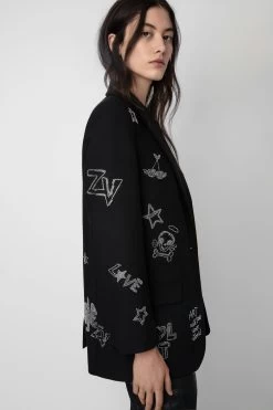 Zadig & Voltaire Viva Diamanté Blazer Black -Modern Fashion Shop WWBL00841 NOIR 5