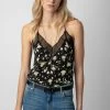 Zadig & Voltaire Christy Soft Crinkle Roses Camisole Black -Modern Fashion Shop WWCR00238 NOIR 2 1