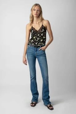 Zadig & Voltaire Christy Soft Crinkle Roses Camisole Black 8 Zadig & Voltaire Christy Soft Crinkle Roses Camisole Black -Modern Fashion Shop WWCR00238 NOIR 3 1