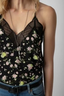 Zadig & Voltaire Christy Soft Crinkle Roses Camisole Black 9 Zadig & Voltaire Christy Soft Crinkle Roses Camisole Black -Modern Fashion Shop WWCR00238 NOIR 4 1