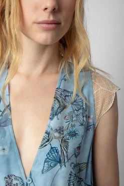 Zadig & Voltaire Rolanys Silk Dress Glacier -Modern Fashion Shop WWDR01321 GLACIER 5