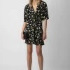 Zadig & Voltaire Rozom Soft Crinkle Roses Dress Black