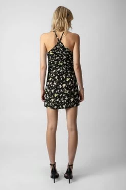 Zadig & Voltaire Randa Soft Crinkle Roses Dress Black -Modern Fashion Shop WWDR01344 NOIR 5 1