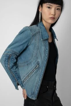 Zadig & Voltaire Bons Denim Jacket Light Blue -Modern Fashion Shop WWOW00636 LIGHT BLUE 4