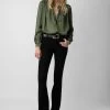 Zadig & Voltaire Tchin Satin Blouse Used Kaki -Modern Fashion Shop WWSH00519 USED KAKI 3