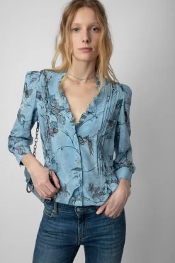 Zadig & Voltaire Talixia Diamanté Blouse Glacier