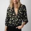 Zadig & Voltaire Twina Soft Crinkle Roses Shirt Black -Modern Fashion Shop WWSH00568 NOIR 2 1