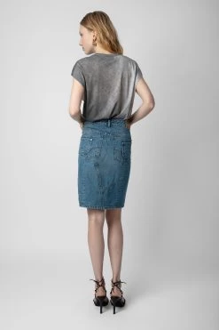 Zadig & Voltaire Jinko Denim Skirt Light Blue -Modern Fashion Shop WWSK00366 LIGHT BLUE 5