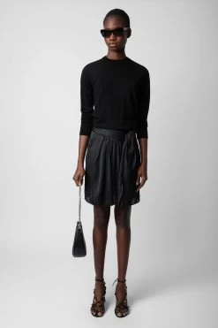 Zadig & Voltaire Joji Satin Skirt Black -Modern Fashion Shop WWSK00368 NOIR 3