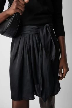 Zadig & Voltaire Joji Satin Skirt Black -Modern Fashion Shop WWSK00368 NOIR 5