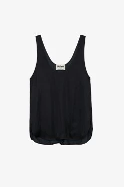 Zadig & Voltaire Carys Satin Top Black -Modern Fashion Shop WWTO00221 NOIR