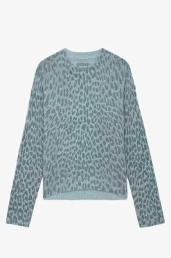 Zadig & Voltaire Markus Leopard Cashmere Sweater Nuage -Modern Fashion Shop kwsw01530 nuage